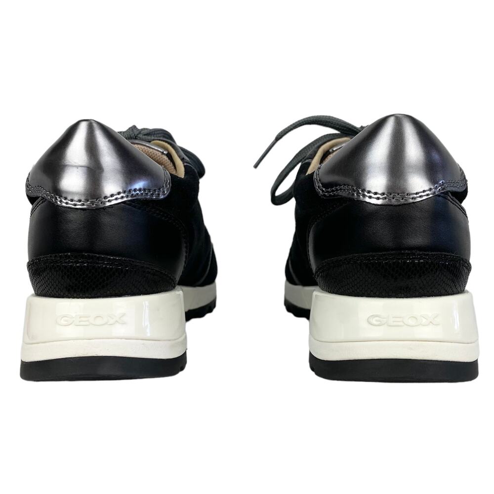 NWOB Geox D Tabelya Women's Sneakers in Black and Gun Metal Grey, Size 8 - Picture 10 of 13